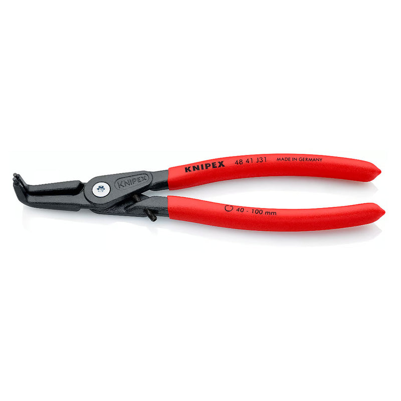 Kìm mở phe trong, đầu mũi siêu mảnh cong 90°, có chốt chặn KNIPEX chiều dài từ 130mm - 210mm, khả năng mở phe từ Ø8mm - Ø100mm, mạ xám nhám tay cầm bọc nhựa chống trượt