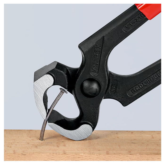 Kìm càng cua, tích hợp đầu búa KNIPEX 51 01 210 chiều dài 210mm, mạ đen nhám tay cầm bọc nhựa kháng dầu mở