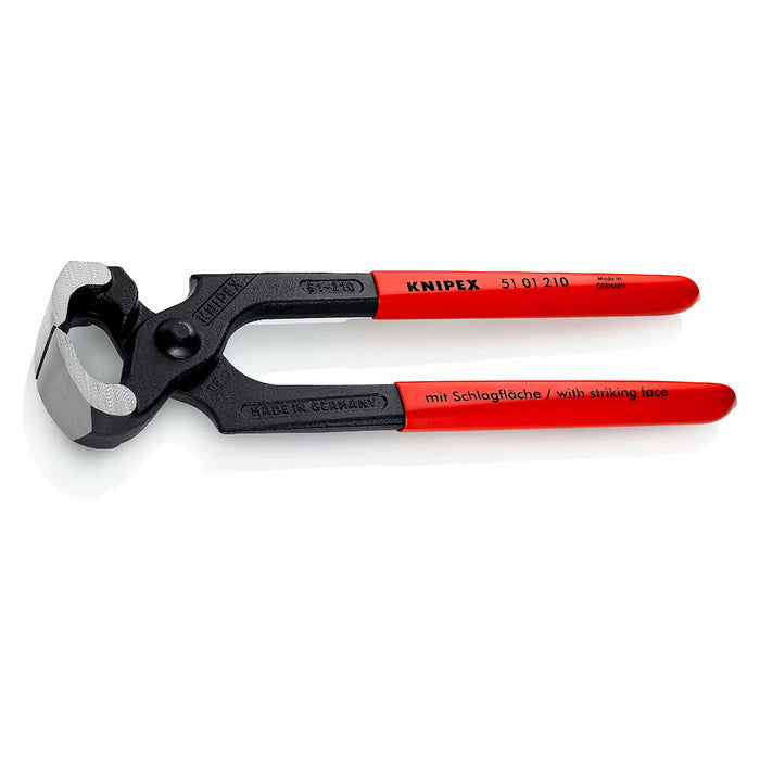 Kìm càng cua, tích hợp đầu búa KNIPEX 51 01 210 chiều dài 210mm, mạ đen nhám tay cầm bọc nhựa kháng dầu mở