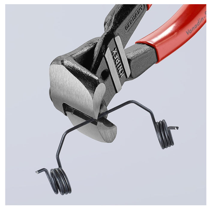 Kìm cắt cộng lực kiểu càng cua góc 85° KNIPEX 61 01 200 chiều dài 200mm, mạ đen nhám, tay cầm bọc nhựa kháng dầu mở