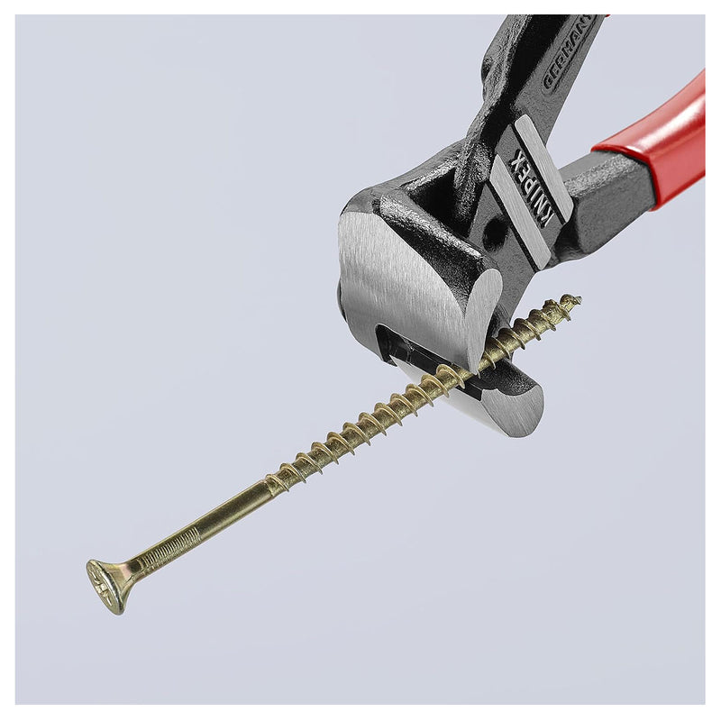 Kìm cắt cộng lực kiểu càng cua góc 85° KNIPEX 61 01 200 chiều dài 200mm, mạ đen nhám, tay cầm bọc nhựa kháng dầu mở