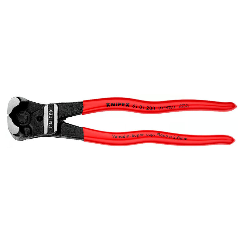 Kìm cắt cộng lực kiểu càng cua góc 85° KNIPEX 61 01 200 chiều dài 200mm, mạ đen nhám, tay cầm bọc nhựa kháng dầu mở