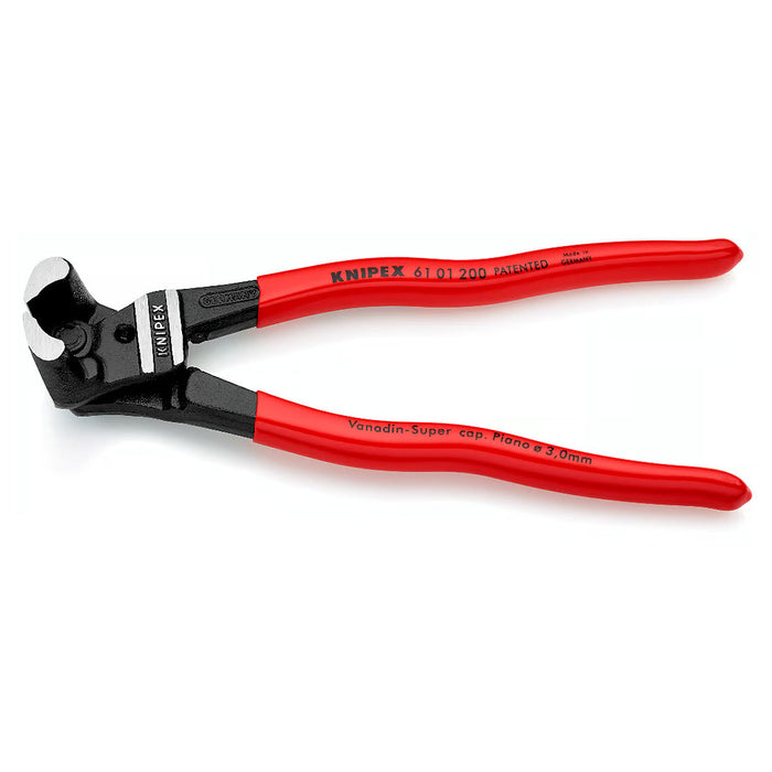 Kìm cắt cộng lực kiểu càng cua góc 85° KNIPEX 61 01 200 chiều dài 200mm, mạ đen nhám, tay cầm bọc nhựa kháng dầu mở