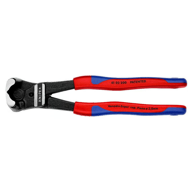 Kìm cắt cộng lực kiểu càng cua góc 85° KNIPEX 61 02 200 chiều dài 200mm, mạ đen nhám, tay cầm bọc nhựa chống trượt