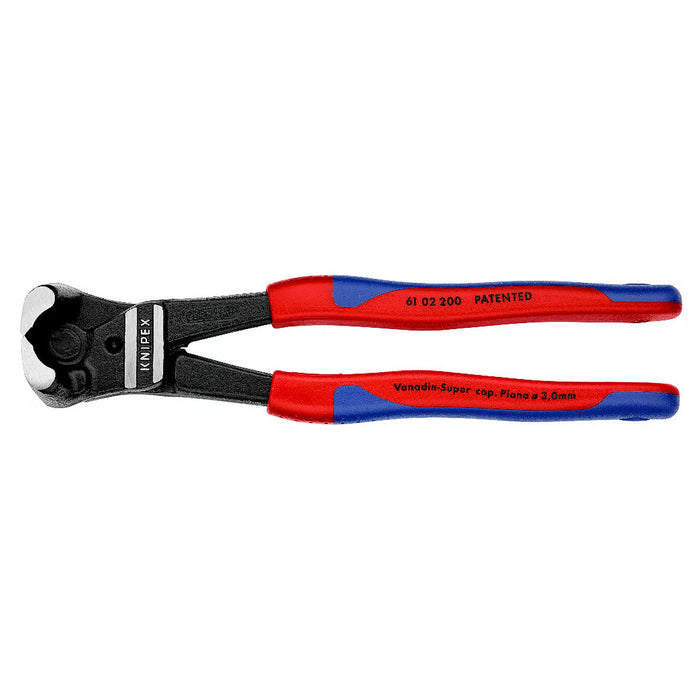 Kìm cắt cộng lực kiểu càng cua góc 85° KNIPEX 61 02 200 chiều dài 200mm, mạ đen nhám, tay cầm bọc nhựa chống trượt