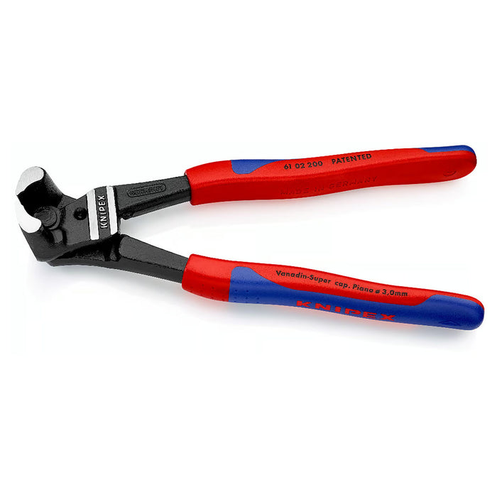 Kìm cắt cộng lực kiểu càng cua góc 85° KNIPEX 61 02 200 chiều dài 200mm, mạ đen nhám, tay cầm bọc nhựa chống trượt