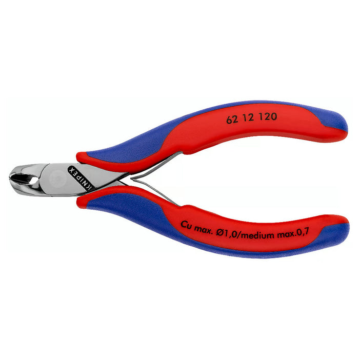 Kìm cắt linh kiện đử, mũi cong 15°, có nang trợ lực KNIPEX 62 12 120 chiều dài 120mm, khả năng cắt từ 0.3mm - 1.0mm