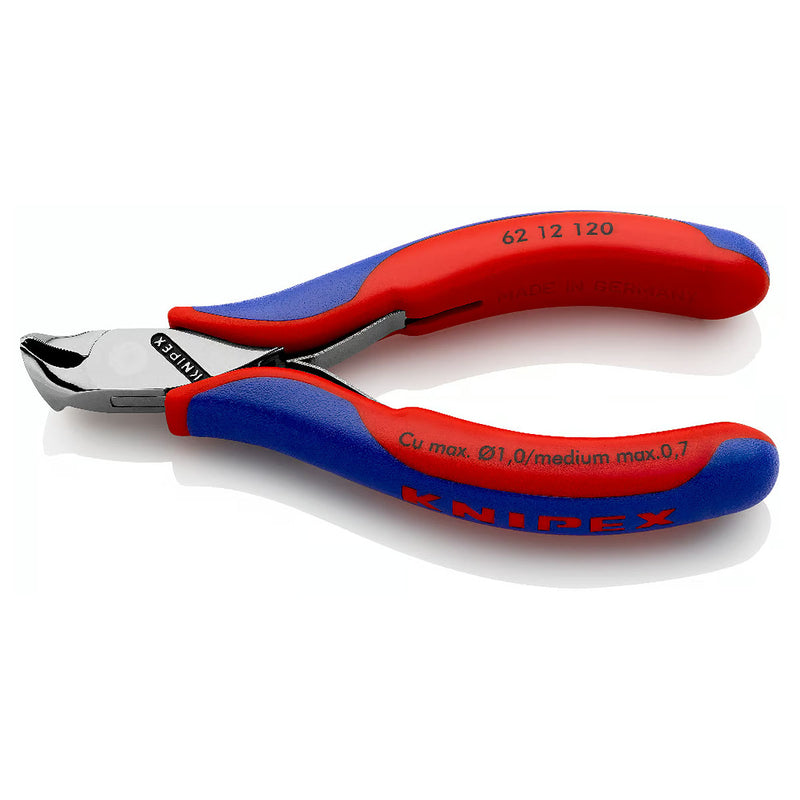 Kìm cắt linh kiện đử, mũi cong 15°, có nang trợ lực KNIPEX 62 12 120 chiều dài 120mm, khả năng cắt từ 0.3mm - 1.0mm