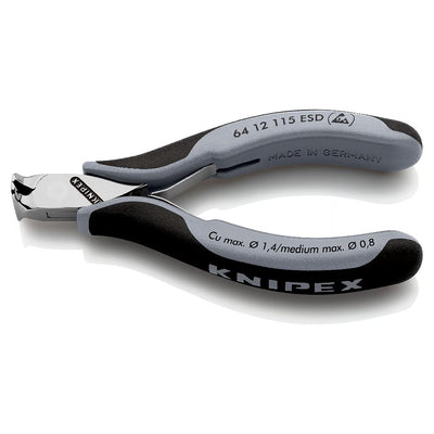 Kìm cắt linh kiện điện tử chống tĩnh điện, có nang trợ lực KNIPEX 64 12 115 ESD chiều dài 115mm, khả năng cắt từ 0.8mm - 1.4mm