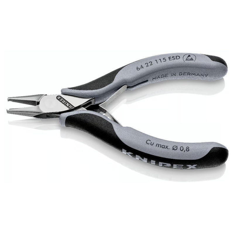 Kìm cắt linh kiện điện tử chống tĩnh điện, có nang trợ lực KNIPEX 64 22 115 ESD chiều dài 115mm, khả năng cắt 0.8mm