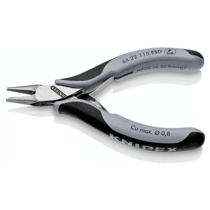 Kìm cắt linh kiện điện tử chống tĩnh điện, có nang trợ lực KNIPEX 64 22 115 ESD chiều dài 115mm, khả năng cắt 0.8mm
