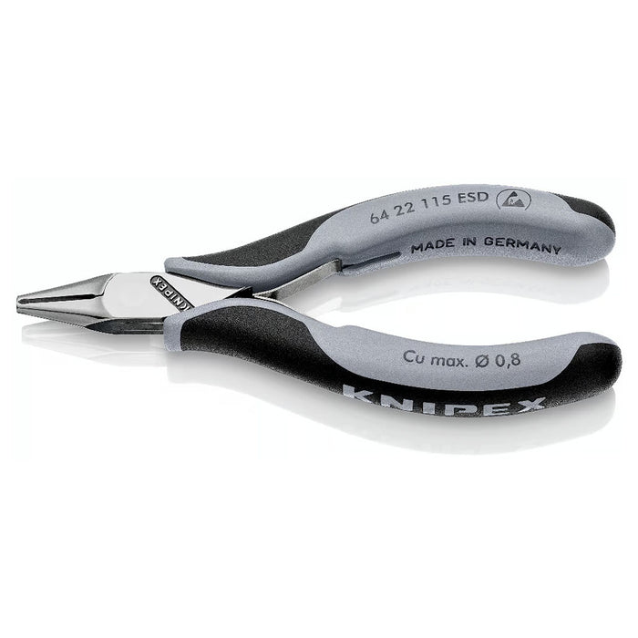 Kìm cắt linh kiện điện tử chống tĩnh điện, có nang trợ lực KNIPEX 64 22 115 ESD chiều dài 115mm, khả năng cắt 0.8mm