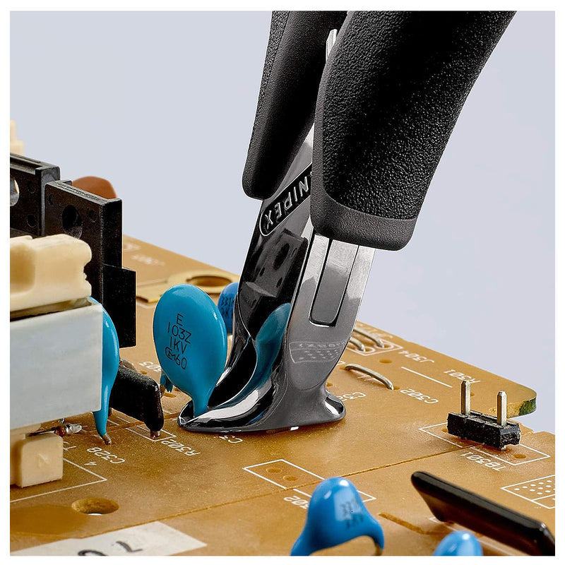 Kìm cắt linh kiện đử chống tĩnh điện, mũi cong 15°, có nang trợ lực KNIPEX 64 32 120 ESD chiều dài 120mm, khả năng cắt từ 0.5mm - 1.5mm