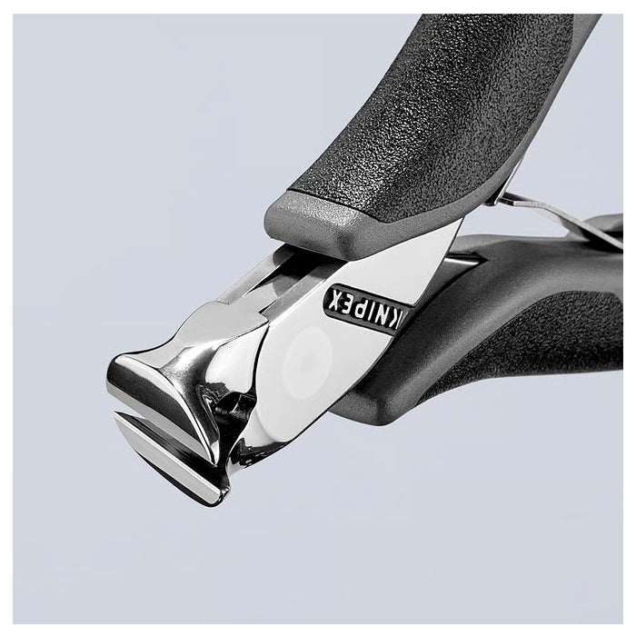 Kìm cắt linh kiện đử chống tĩnh điện, mũi cong 15°, có nang trợ lực KNIPEX 64 32 120 ESD chiều dài 120mm, khả năng cắt từ 0.5mm - 1.5mm