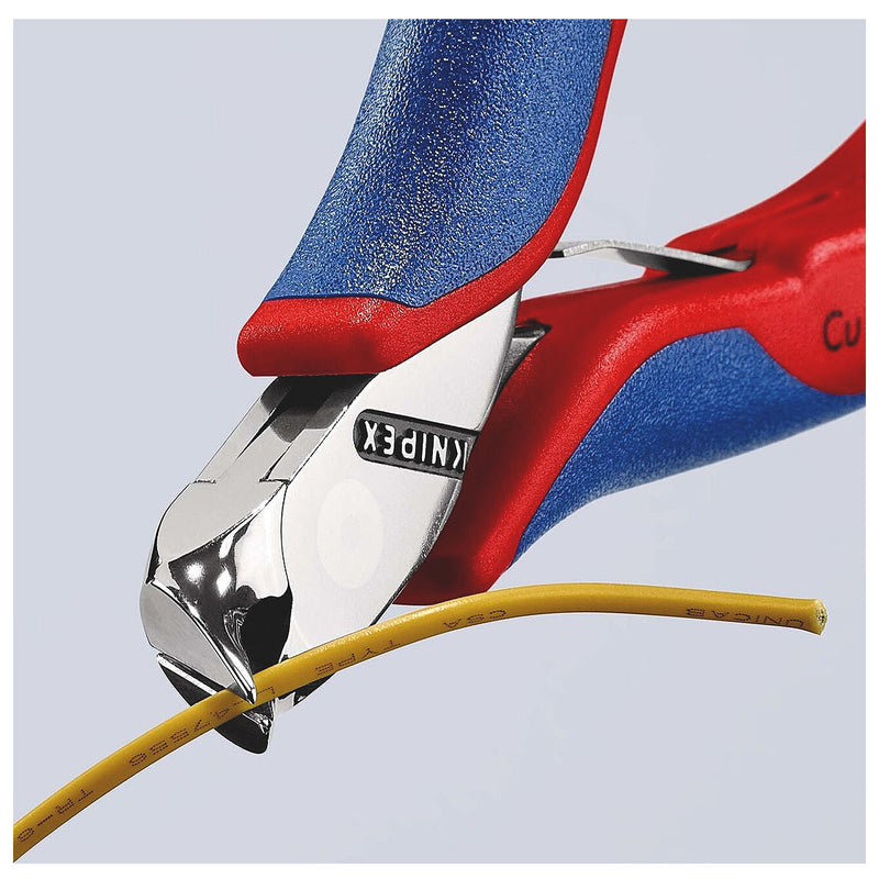 Kìm cắt linh kiện đử, mũi cong 27°, có nang trợ lực KNIPEX 64 42 115 chiều dài 115mm, khả năng cắt từ 0.5mm - 1.5mm