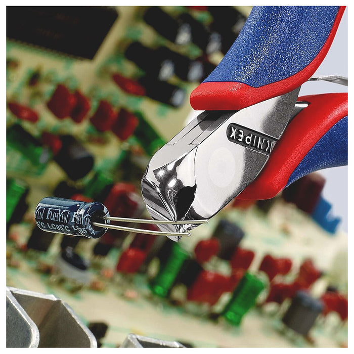 Kìm cắt linh kiện đử, mũi cong 27°, có nang trợ lực KNIPEX 64 42 115 chiều dài 115mm, khả năng cắt từ 0.5mm - 1.5mm