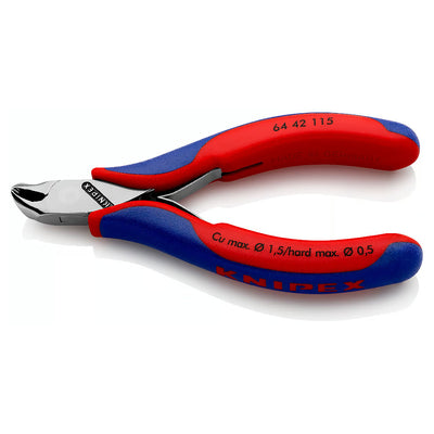 Kìm cắt linh kiện đử, mũi cong 27°, có nang trợ lực KNIPEX 64 42 115 chiều dài 115mm, khả năng cắt từ 0.5mm - 1.5mm