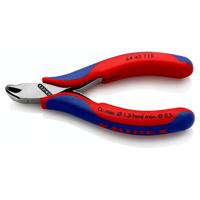 Kìm cắt linh kiện đử, mũi cong 27°, có nang trợ lực KNIPEX 64 42 115 chiều dài 115mm, khả năng cắt từ 0.5mm - 1.5mm