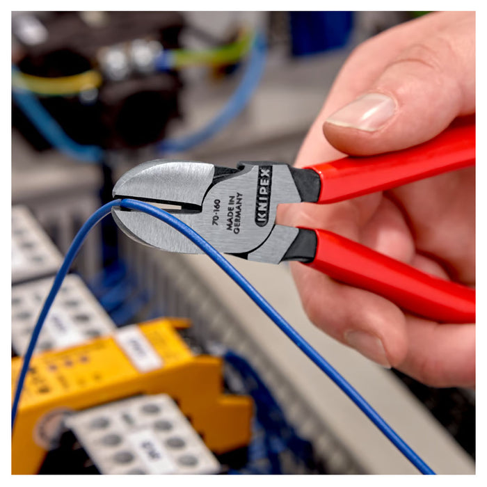 Kìm cắt KNIPEX chiều dài từ 110mm - 180mm, mạ đen nhám, tay cầm bọc nhựa chống trượt