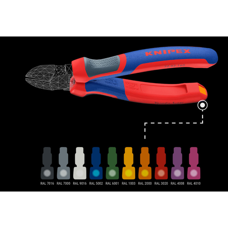 Kìm cắt KNIPEX chiều dài từ 125mm - 180mm, mạ Chrome, tay cầm bọc nhựa chống trượt