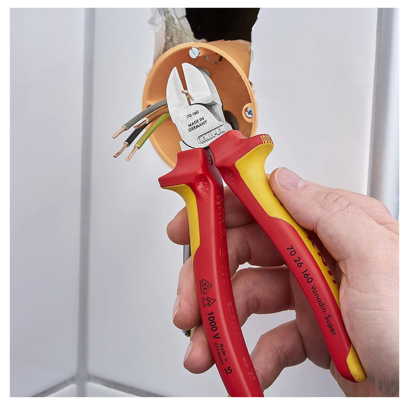 Kìm cắt KNIPEX 70 26 160 cách điện 1000V, chiều dài 160mm, mạ Chrome