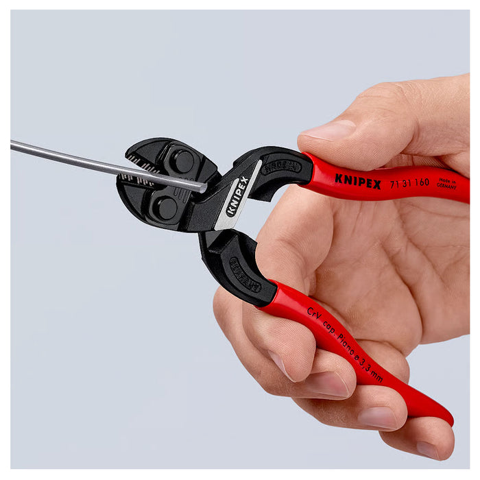 Kìm cộng lực dòng CoBolt S KNIPEX chiều dài 160mm, mạ đen nhám, tay cầm bọc nhựa kháng dầu mở