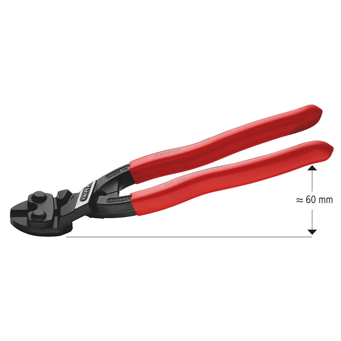 Kìm cộng lực dòng CoBolt đầu kìm nghiêng 20° KNIPEX 71 21 200 chiều dài 200mm, mạ đen nhám, tay cầm bọc nhựa kháng dầu mở