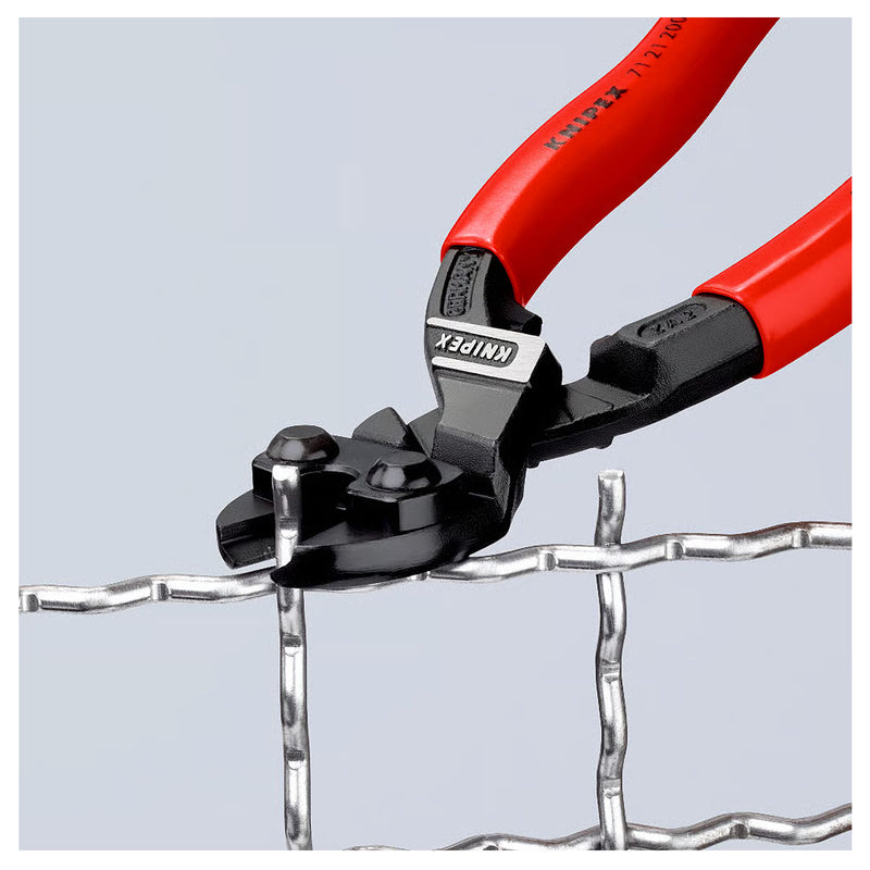 Kìm cộng lực dòng CoBolt đầu kìm nghiêng 20° KNIPEX 71 21 200 chiều dài 200mm, mạ đen nhám, tay cầm bọc nhựa kháng dầu mở