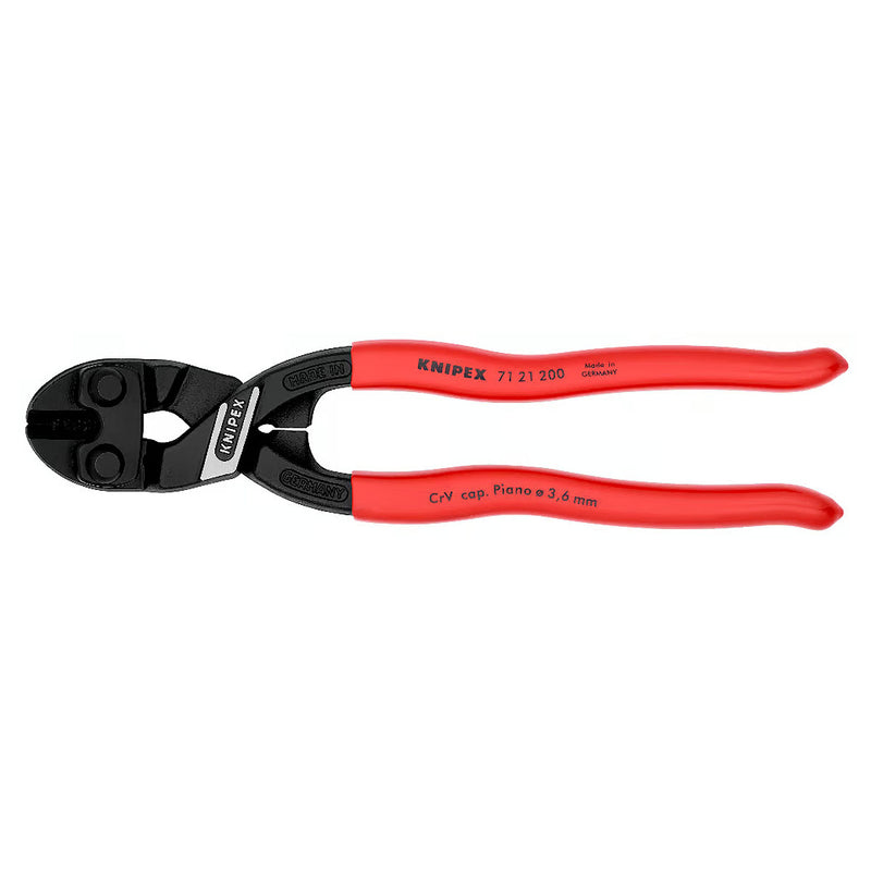 Kìm cộng lực dòng CoBolt đầu kìm nghiêng 20° KNIPEX 71 21 200 chiều dài 200mm, mạ đen nhám, tay cầm bọc nhựa kháng dầu mở