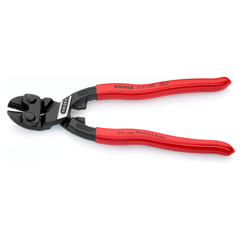 Kìm cộng lực dòng CoBolt đầu kìm nghiêng 20° KNIPEX 71 21 200 chiều dài 200mm, mạ đen nhám, tay cầm bọc nhựa kháng dầu mở
