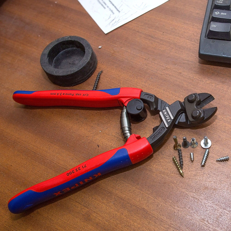 Kìm cộng lực dòng CoBolt đầu kìm nghiêng 20° KNIPEX chiều dài 200mm, mạ đen nhám, tay cầm bọc nhựa chống trượt