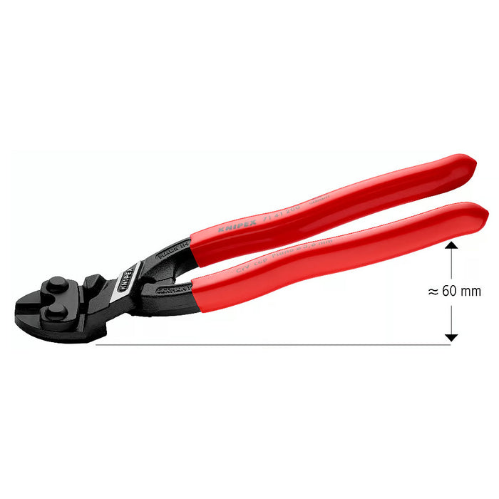 Kìm cộng lực dòng CoBolt đầu kìm nghiêng 20° KNIPEX 71 41 200 chiều dài 200mm, mạ đen nhám, tay cầm bọc nhựa kháng dầu mở