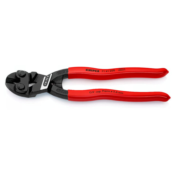 Kìm cộng lực dòng CoBolt đầu kìm nghiêng 20° KNIPEX 71 41 200 chiều dài 200mm, mạ đen nhám, tay cầm bọc nhựa kháng dầu mở