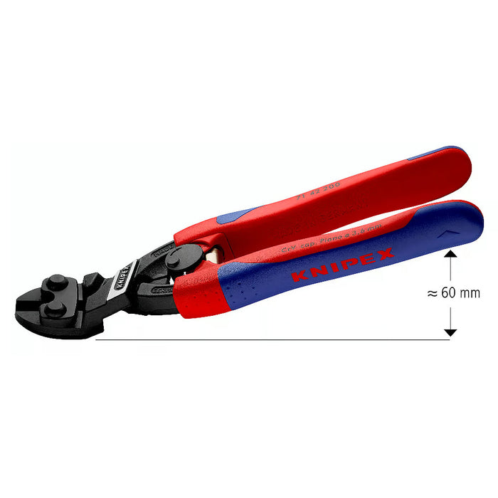 Kìm cộng lực dòng CoBolt đầu kìm nghiêng 20° KNIPEX 71 42 200 chiều dài 200mm, mạ đen nhám, tay cầm bọc nhựa chống trượt