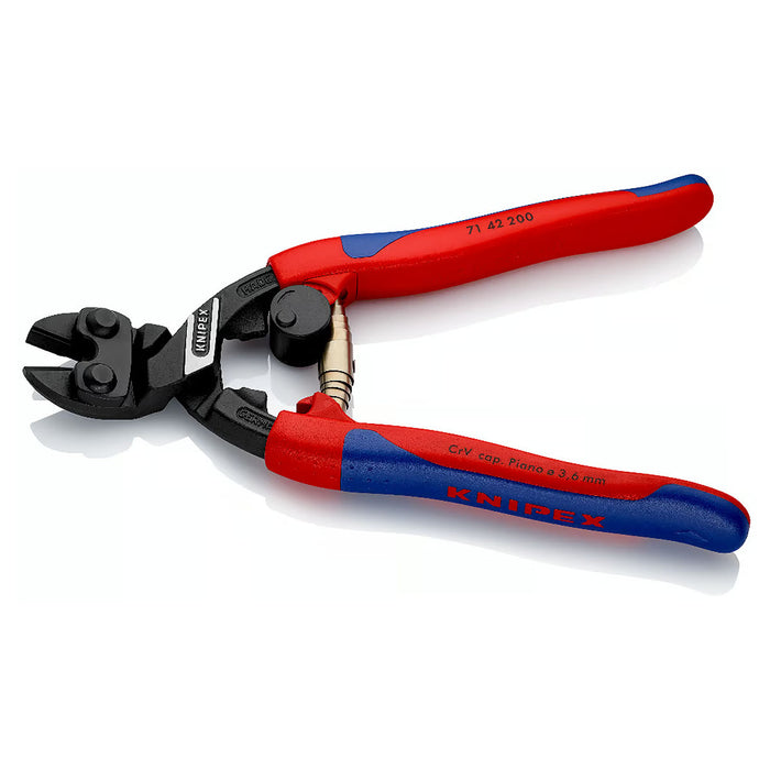 Kìm cộng lực dòng CoBolt đầu kìm nghiêng 20° KNIPEX 71 42 200 chiều dài 200mm, mạ đen nhám, tay cầm bọc nhựa chống trượt