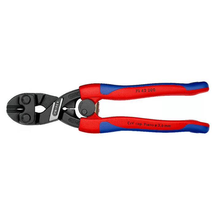 Kìm cộng lực dòng CoBolt đầu kìm nghiêng 20° KNIPEX 71 42 200 chiều dài 200mm, mạ đen nhám, tay cầm bọc nhựa chống trượt