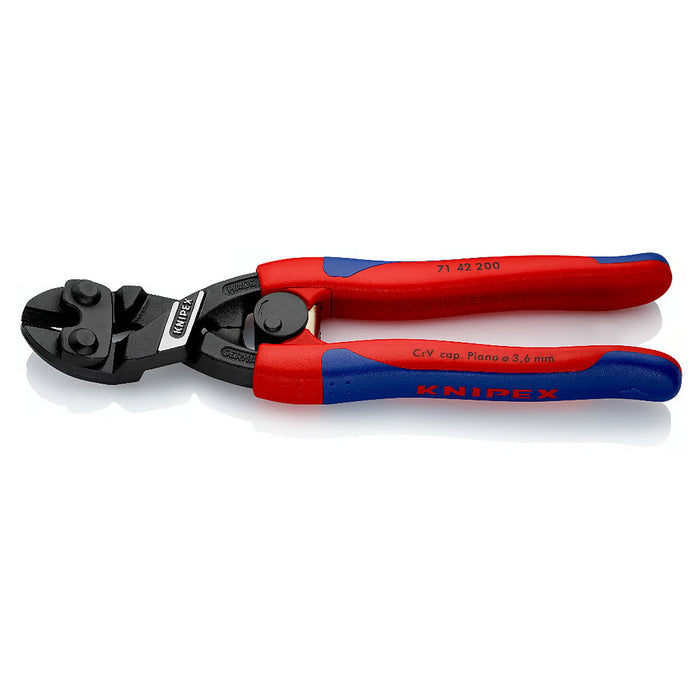 Kìm cộng lực dòng CoBolt đầu kìm nghiêng 20° KNIPEX 71 42 200 chiều dài 200mm, mạ đen nhám, tay cầm bọc nhựa chống trượt
