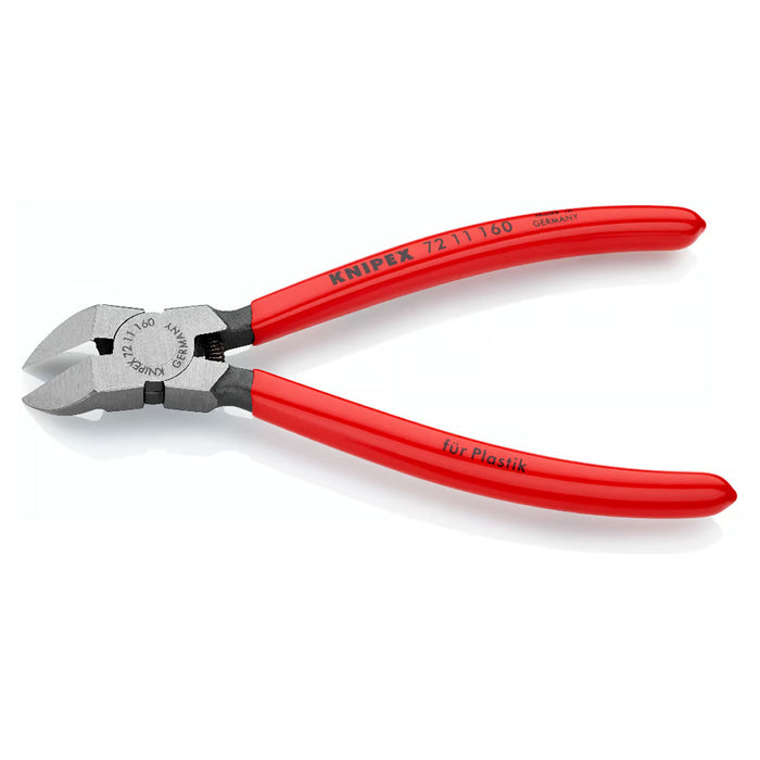 Kìm cắt nhựa chuyên dụng, đầu kìm cong 45° KNIPEX 72 11 160 chiều dài 160mm, tay cầm bọc nhựa kháng dầu mở