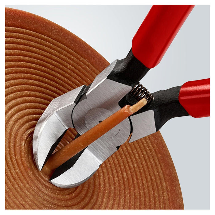 Kìm cắt nhựa chuyên dụng, đầu kìm cong 85° KNIPEX 72 21 160 chiều dài 160mm, tay cầm bọc nhựa kháng dầu mở