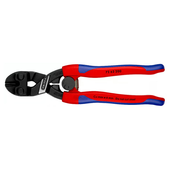 Kìm cắt trợ lực cho kim loại mềm, nhựa KNIPEX 72 62 200 chiều dài 200mm, mạ đen nhám, tay cầm bọc nhựa chống trượt