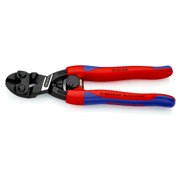 Kìm cắt trợ lực cho kim loại mềm, nhựa KNIPEX 72 62 200 chiều dài 200mm, mạ đen nhám, tay cầm bọc nhựa chống trượt
