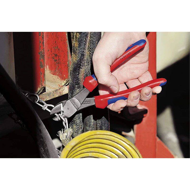 Kìm cắt trợ lực KNIPEX chiều dài 140mm - 250mm, mạ đen nhám, tay cầm bọc nhựa đa thành phần chống trượt