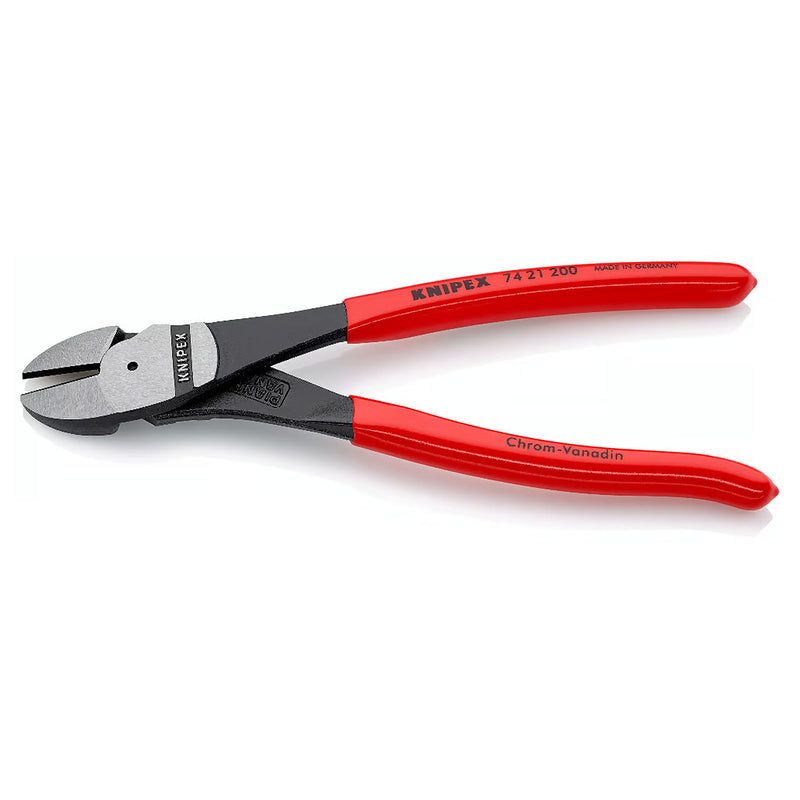Kìm cắt trợ lực, thân kìm cong 12° KNIPEX chiều dài từ 200mm - 250mm, mạ đen nhám, tay cầm bọc nhựa kháng dầu mở