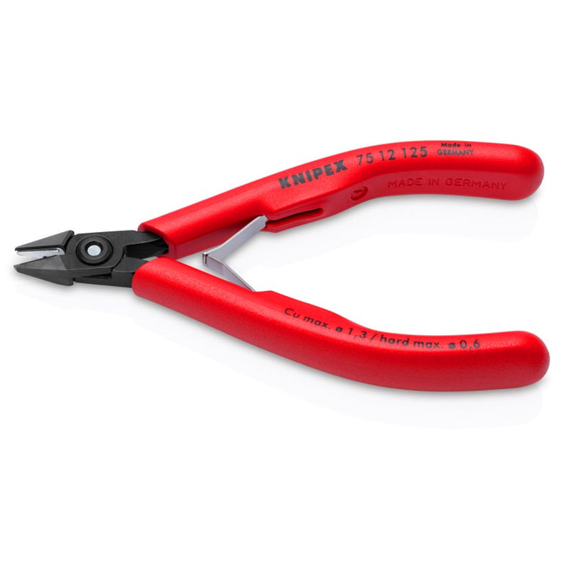 Kìm cắt linh kiện điện tử, có nang trợ lực kèm kẹp giữ dây KNIPEX 75 12 125 chiều dài 125mm, khả năng cắt từ 0.2mm - 1.3mm