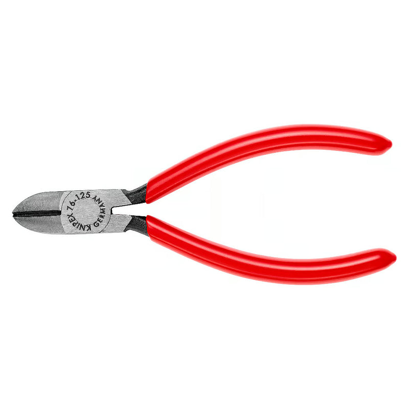 Kìm cắt KNIPEX 76 01 125 chiều dài 125mm, mạ đen nhám, tay cầm bọc nhựa kháng dầu mở