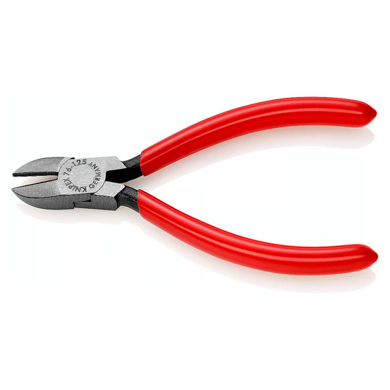 Kìm cắt KNIPEX 76 01 125 chiều dài 125mm, mạ đen nhám, tay cầm bọc nhựa kháng dầu mở