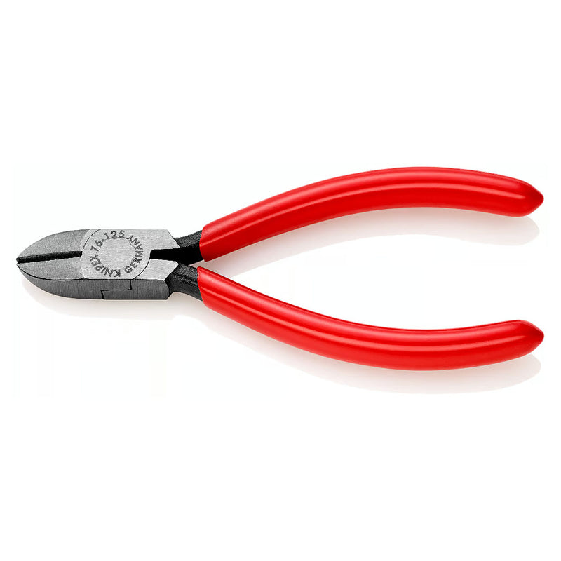 Kìm cắt KNIPEX 76 01 125 chiều dài 125mm, mạ đen nhám, tay cầm bọc nhựa kháng dầu mở