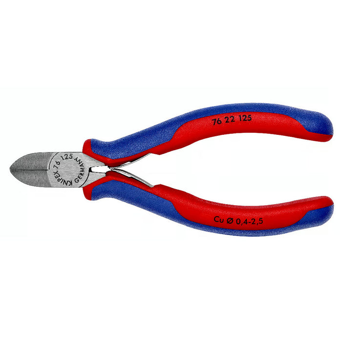 Kìm cắt KNIPEX 76 22 125 chiều dài 125mm, mạ đen nhám, tay cầm bọc nhựa chống trượt