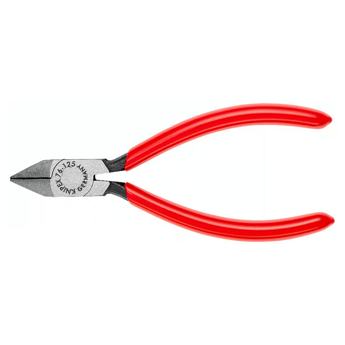 Kìm cắt KNIPEX 76 81 125 chiều dài 125mm, mạ đen nhám, tay cầm bọc nhựa kháng dầu mở