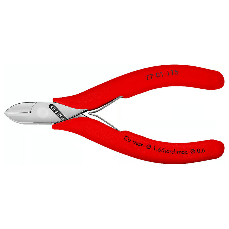 Kìm cắt linh kiện điện tử, có nang trợ lực, đầu mũi tròn KNIPEX 77 01 115 chiều dài 115mm, khả năng cắt từ 0.3mm - 1.6mm